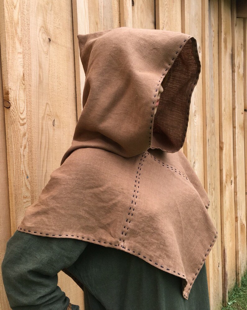 Viking Hood Linen Hood Ginger Hood for Historical Etsy