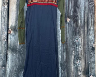 Viking Apron Dress~ Blue Cashmere Wool Viking Dress- M Viking Hangerock-Viking Smokkr~ Wool Over Dress