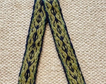 Viking Woven Key Chain Fob ~ Tablet Weaving wool Bag Charm Norse Accessory  Blue Green