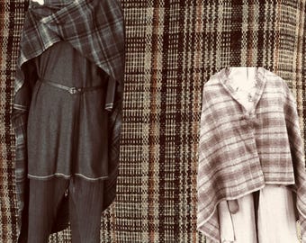 Viking Cloak~ Brown Plaid Wool Cloak~ wool shawl- Square Cloak~ Norse Cloak~Anglo Saxon Cloak~ Valkyrie Style Cloak~ Celtic  cloak.