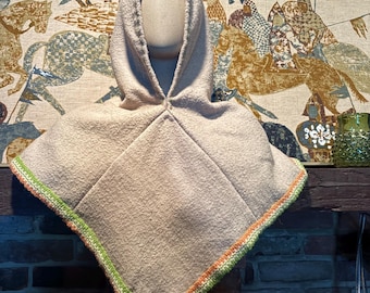 Viking Hood~Rustic Beige Wool Skjoldhamn Hood~ Viking Era Historical Clothing Costume Viking Hiking~One of a Kind