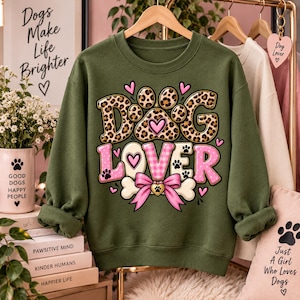 Dog Lover PNG, Leopard Print Dog Lover Design, Pink Bow Paw Print PNG, Cute Pet Lover Sublimation, Dog Mom Digital Download