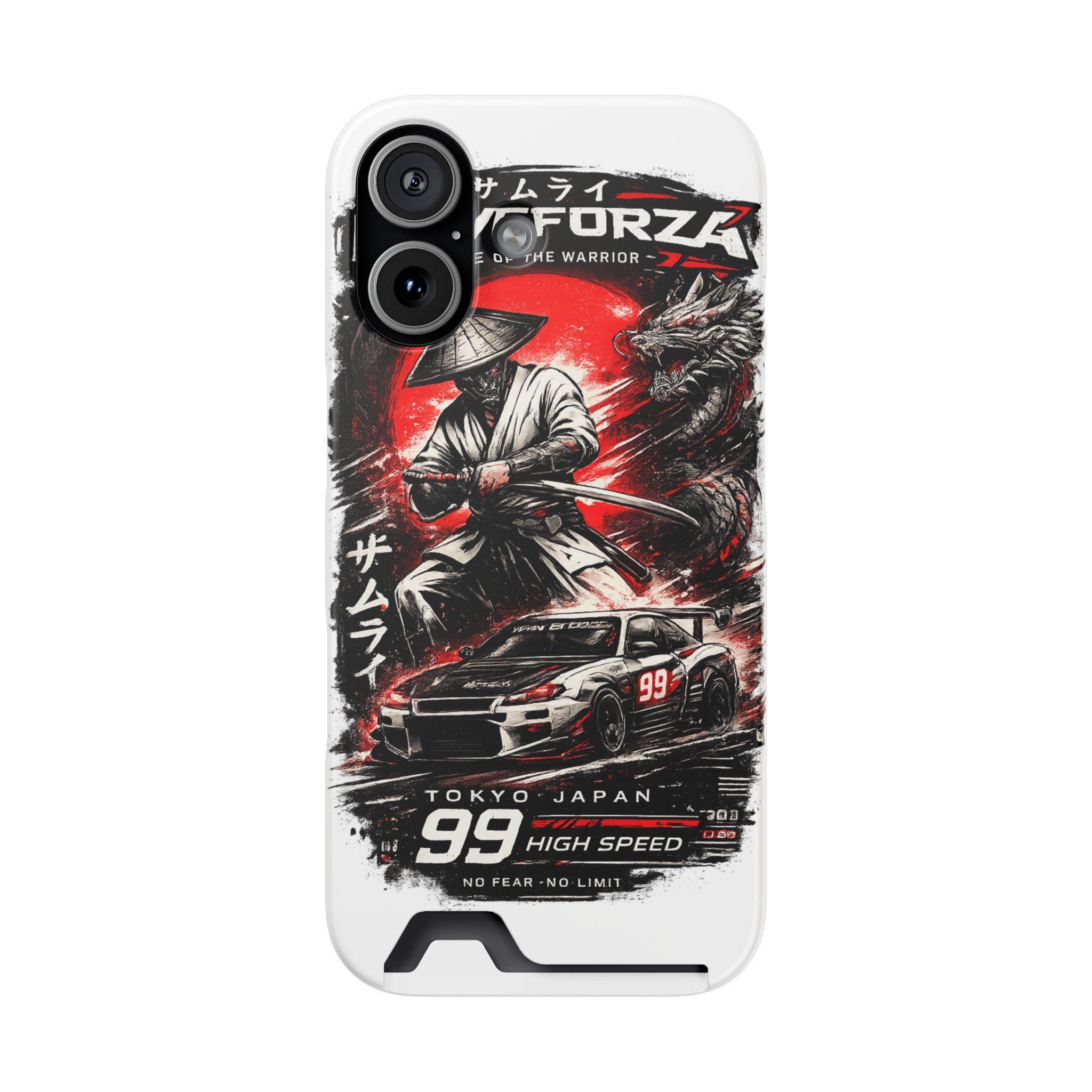 Samurai Racing Design Phone Case With Card Holder | Tokyo Drift