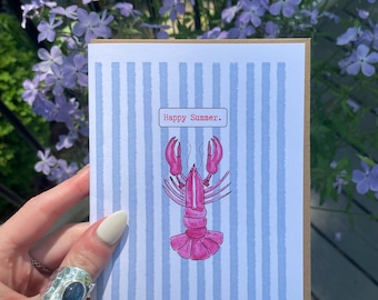 Blue Stripe "Happy Summer" Lobster Card