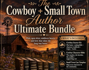 Cowboy Romance Author Bundle | Plot Beats Character Workbook Trope Vault Hook Generator Scene Outline | Small Town Romance PDF