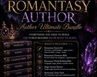 Romantasy Author Ultimate Bundle | Plot Beats World Building Magic System Trope Vault 100 Hooks Series Bible | Fantasy Romance PDF