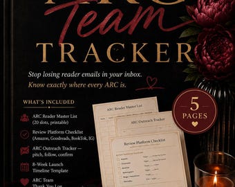 ARC Team Tracker | Voraus Reader Copy Organizer | Buch Präsentationsplaner PDF | Indie Romance Autorenwerkzeug | Sofort Download