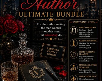 Mafia Romance Author Bundle | Plot Beats Boss Character Profile Crime Timeline Trope Vault 75 Hooks | Dark Romance PDF