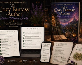 Cozy Fantasy Author Bundle | Plot Beats Character Bible Trope Vault Hook Generator | Fantasy Romance Writing Kit PDF