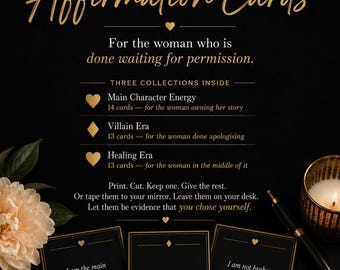 Dark Romance Affirmationskarten | Druckbare PDF | Hauptfigur Bösewicht Era Healing Era | BookTok Geschenk