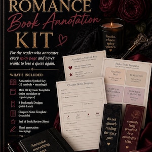 Dark Romance Annotation Kit | Printable Bookmarks Sticky Notes Symbol Key | BookTok Reader Gift | Spicy Book Lover PDF Download