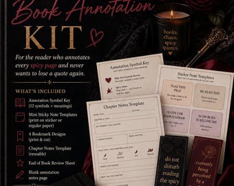 Dark Romance Anmerkungs Kit | Druckbare Lesezeichen Sticky Notes Symbol Schlüssel | BookTok Reader Geschenk | Spicy Book Lover PDF Download