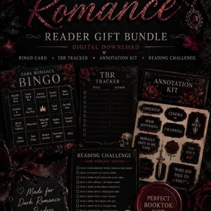 Dark Romance Gift Bundle | Bingo Card, TBR Tracker & Annotation Kit PDF