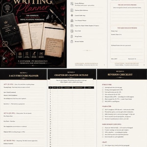 Agenda per romanzi dark romance / Quaderno di lavoro per la scrittura di romanzi in PDF con schema della storia