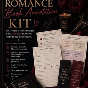 Book Annotation Kit | Dark Romance Printable Kit with Bookmarks and Sticky Notes