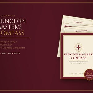The Dungeon Master's Compass | DM Journal Printable | Complete Campaign Planner & Session Organizer PDF | TTRPG Digital Download