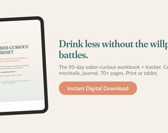 Sober Curious Workbook | 90-Day Alcohol-Free Journal, Mindful Drinking Tracker (PDF Digital Download)