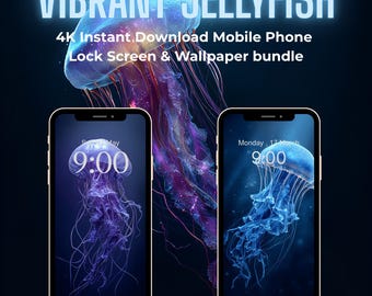 Vibrant Jellyfish Mobile Background Bundle, 4K Digital Download for iPhone & Android