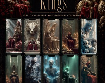 Skeleton Kings Wallpaper Bundle | Dark Fantasy Gothic Art (Digital Download)