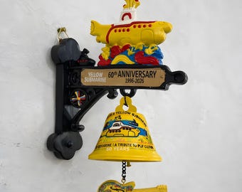 Beatles Yellow Submarine 60th Anniversary Doorbell, Retro Welcome Bell for Porch, Vintage Cast Iron Style Front Door Bell