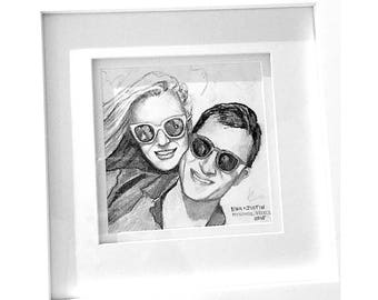 Custom Portrait Drawing - Original graphite pencil drawing on paper 8x10"