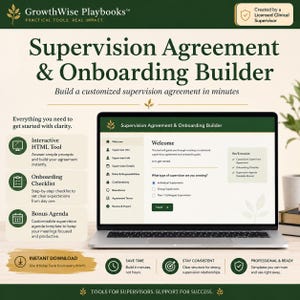 Clinical Supervision Agreement Builder, Onboarding Checklist (HTML Tool)