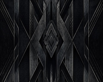 Mörk geometrisk art déco-tapet, maskulin kontorsmålning (digital nedladdning)