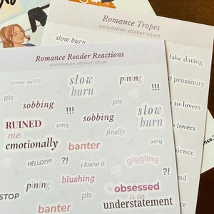 Romance Reader Annotation Bundle | Handmade Book Annotation Stickers, Romance Reader Gift, BookTok Reading Journal Kit afbeelding 1