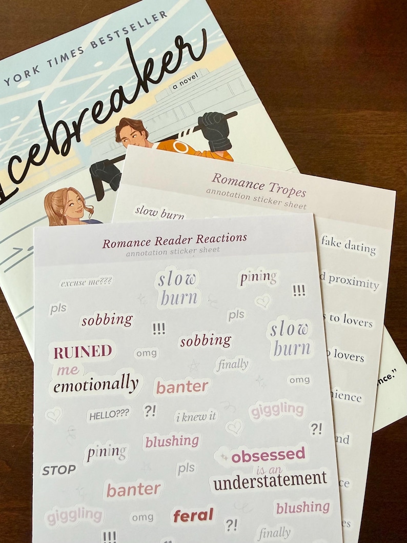 Romance Reader Annotation Bundle | Handmade Book Annotation Stickers, Romance Reader Gift, BookTok Reading Journal Kit afbeelding 1