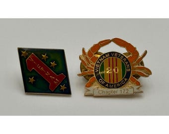 Lote de pines de solapa esmaltados con forma de cangrejo de Maryland, capítulo 172 de la VVA (Veteranos de Vietnam).