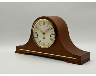 Reloj de sobremesa Franz Hermle 340-020 Westminster con sonería, fabricado en Alemania Occidental, en funcionamiento, con llave.