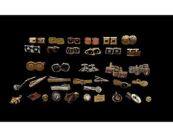 Gemelos, pinzas para corbata y alfileres de solapa vintage, lote de 36 piezas, oro y plata, joyería para hombre.