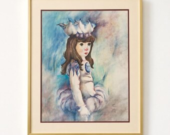 Philippe Alfieri, Niña Payaso Triste, Lámina Firmada y Numerada, Enmarcada, 32x26