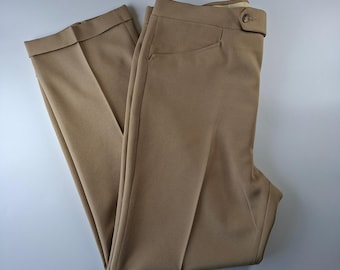 Pantalones de vestir vintage Haggar Expand-O-Matic para hombre, talla 38x30, color caqui tostado, con puños.