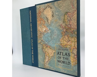 Atlas del Mundo de National Geographic de 1970, 3.ª edición revisada, 19x13 pulgadas, con estuche.