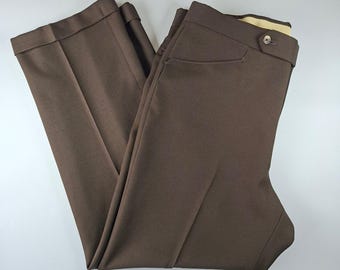Pantalones de vestir vintage Haggar Expando-Matic para hombre, color marrón dacrón, tallas 36x32 y 39x29 (EE. UU.)