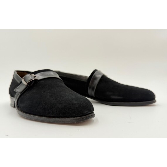 Johnston & Murphy, Johnston & Murphy Bench Masters Black Suede Monk Strap Loafers Dress Shoes