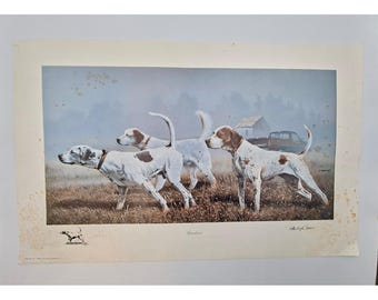 Phillip Crowe Heartbeat Quail Unlimited Hunting Dog Print 1989 Pointers 27*17