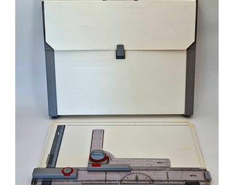 Tablero de dibujo Rotring Profil 25435 A3 vintage, 20x15 cm, estuche + herramientas, fabricado en Alemania.
