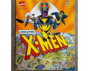 Vintage 1992 Marvel Comics X-Men Look and Find Book Wolverine Storm Cyclops 90s