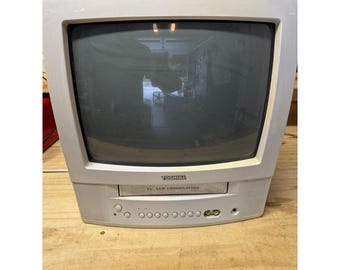 Toshiba MV13N2W 13" CRT TV VCR Combo Retro Gaming White For Parts/Repair/Project