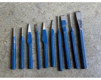 Vintage Hargrave Chisel and Punch Set 10 Piece Kit No 140 The Warren Group Tools