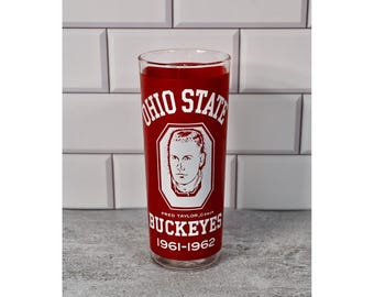 Vintage Ohio State Buckeyes 1961-1962 Basketball Glass Fred Taylor Roster Red