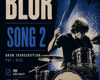 Blur - Song 2 Drum Transcription PDF + MIDI