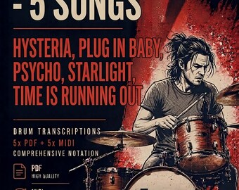 Muse Drum Transcription Pack 5 Songs PDF + MIDI