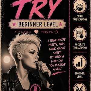 Pink - Wypróbuj transkrypcję perkusyjną PDF + MIDI