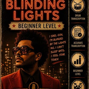 The Weeknd - Blinding Lights Transcripción de batería PDF + MIDI