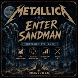 Metallica - Enter Sandman trumtranskription PDF + MIDI