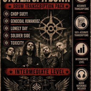 System of a Down Drum Transcriptiepakket 5 nummers PDF + MIDI