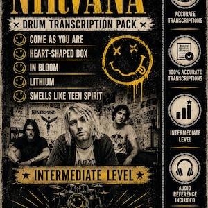 Nirvana trumtranskriptionspaket med 5 låtar PDF + MIDI